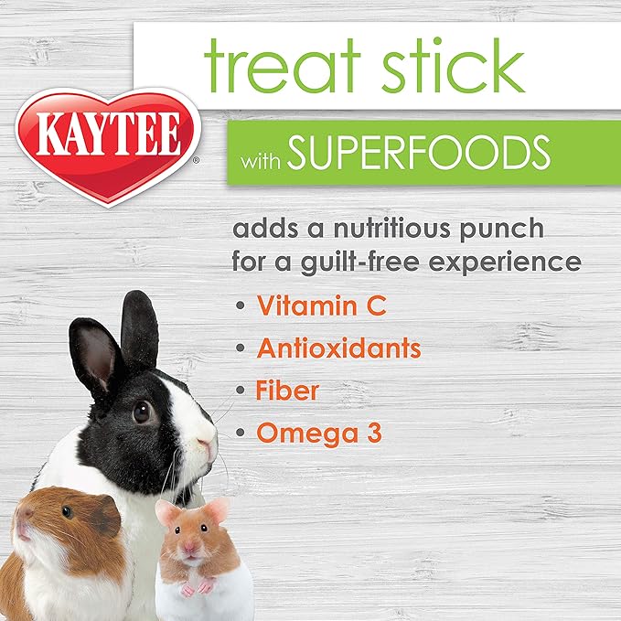 Kaytee 6 Pack of Small Pet Superfood Treat Sticks, .17 Ounces Each, with Spinach and Kale