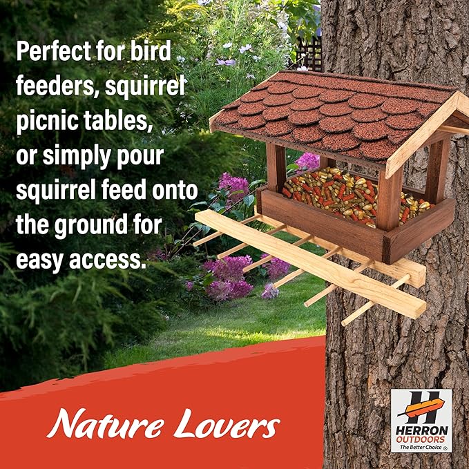 Herron Outdoors 4-4-2 Wildlife - Squirrel Food with Persimmon Flavored Protein Pellets, Corn Balanced Diet Formula Attracts 28 Species Ideal for Bird & Squirrel Feeders- 5lbs (6pack)