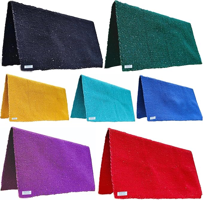Majestic Ally Solid Color 34"x 36" Traditional Acrylic Saddle Blanket with Hemline Edges-3.7 lbs (Black)