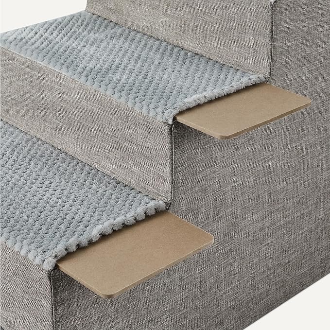 Amazon Basics Dog Steps, 18.7" H, 4-Step Pet Stairs for High Bed Couch and Sofa, Non-Slip Bottom, for Indoor Dogs and Cats, Grey