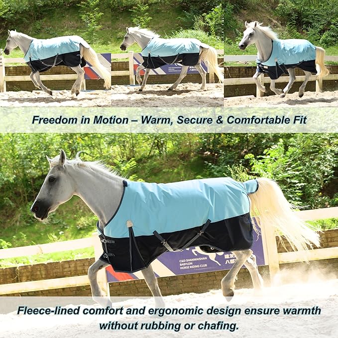 BARN & STABLE 600Denier 3000mm/3000mvp Super Waterproof & Breathable Horse Blankets for Winter with 200g Fill