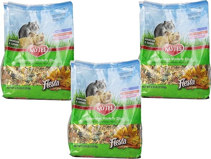 (3 Pack) Kaytee Fiesta Hamster Gerbil Food, 2.5-Pound each