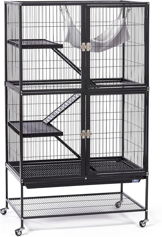 Prevue Pet Products Ferret Stack Two Story Ferret Home with Portable Stand, Escape Proof Lock, Hammock, Ramps, Expandable Add-On Cage Stacking System