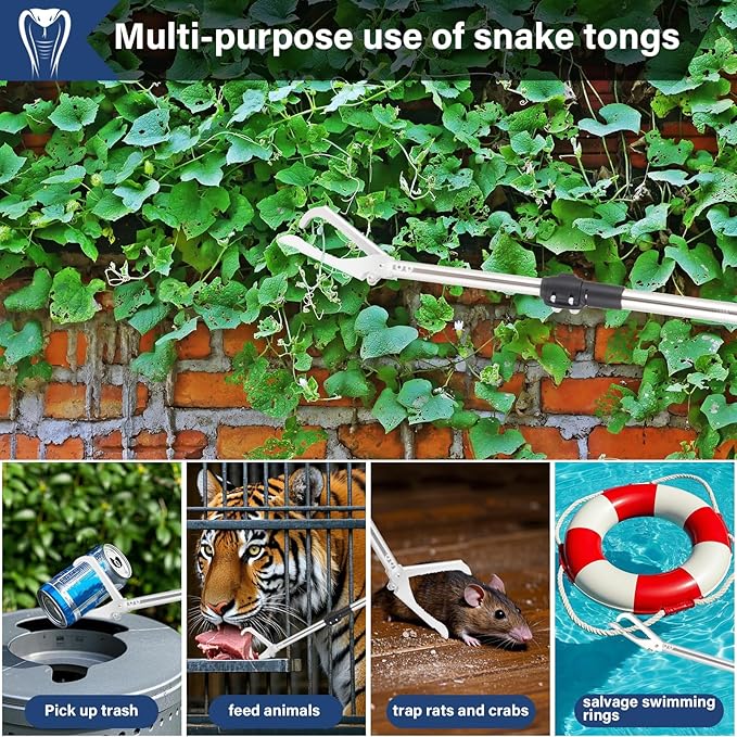 69" Professional Snake Grabber Tools, Snake Catcher Tongs Rattlesnake Copperheads Grabber Keep Spacing Reptile Snake Tools Sponge Handle Wide Jaw Without Harm Move Suit For Chicken Coops Yards Farms