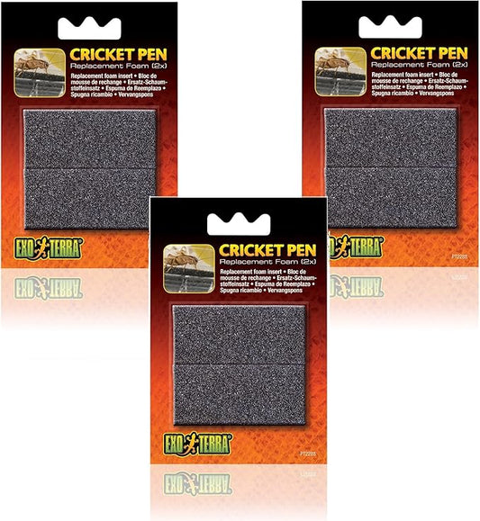 (3 Pack) Exo Terra Replacement Sponges Cricket Pen, 2 Sponges each