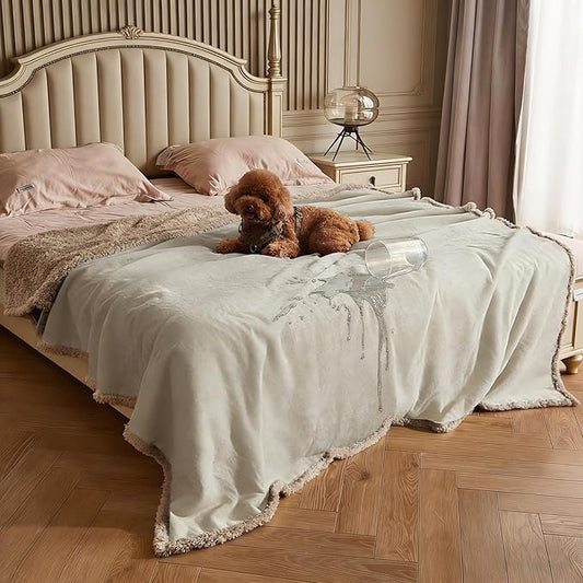 Kritter Planet Waterproof Bed Blanket for Dogs, Washable Stain Proof Pad Bed Cover, Reversible Leakproof Furniture Protector, Liquid Pee Proof Blanket for Couch Sofa, 80x60 inch, Queen Size