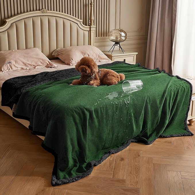 Kritter Planet Waterproof Bed Blanket, Washable Stain Proof Pad Bed Cover, Reversible Leakproof Furniture Protector, Liquid Pee Proof Blanket for Couch Sofa, 80x60 inch, Queen Size