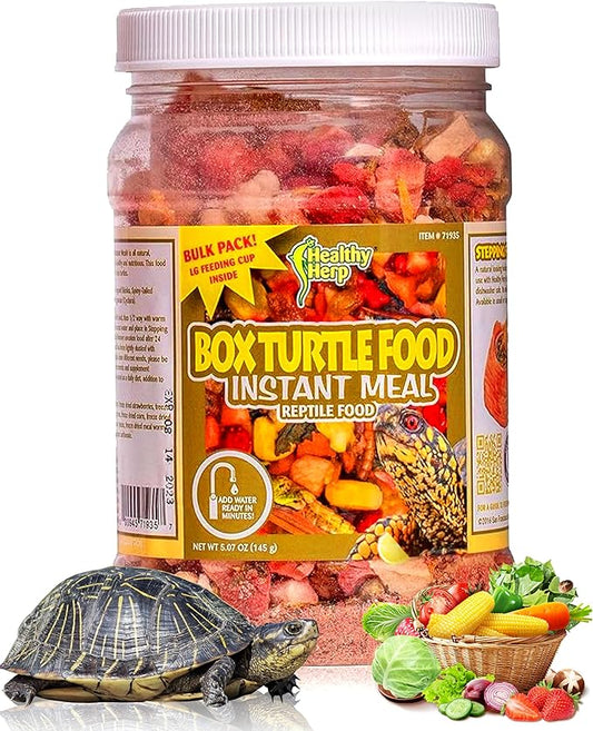 Healthy Herp Box Turtle Food Instant Meal for Reptiles - Nutritious Turtle Food, Tortoise Habitat Accessories, Tortoise Food - Made in USA, Quick Prep - 5.07 oz (145g)
