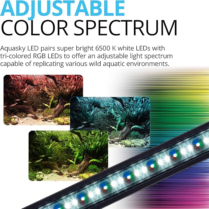 Fluval Aquasky 2.0 Bluetooth LED Aquarium Light – 18W, 24–36" | RGB + 6500K White | App Controlled with Weather & 24-Hour Light Cycle | IP67 Waterproof | Wide 120 Degree Light Spread