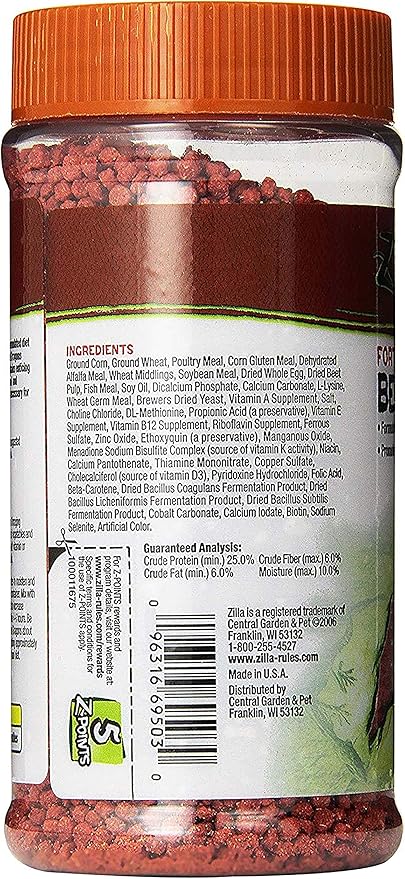Zilla Bearded Dragon Extruded Food Pellets 6.5 Ounces (Pack of 2)