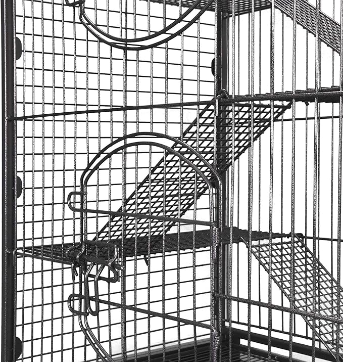 ZENY 37-inch Metal Ferret Chinchilla Cage with 2 Front Doors 4 Levels Small Animal Hutch for Squirrel/Rabbit/Rat Indoor Outdoor Use, Black