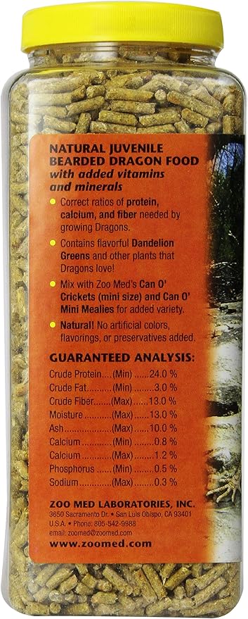 Zoo Med 20-Ounce Natural Bearded Dragon Food, Juvenile Formula