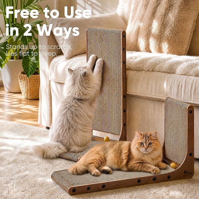 FUKUMARU Cat Scratcher 2 Packs, 25 Inch Cat Scratching Boards, L Shaped Pad - Image 4