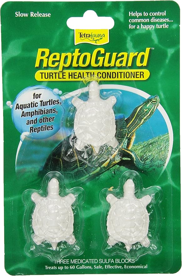Fluker's Buffet Blend Aquatic Turtle Food, 7.5-Ounce & TetraFauna ReptoGuard Turtle Health Conditioner 3 Count, Slow-Release (19514)