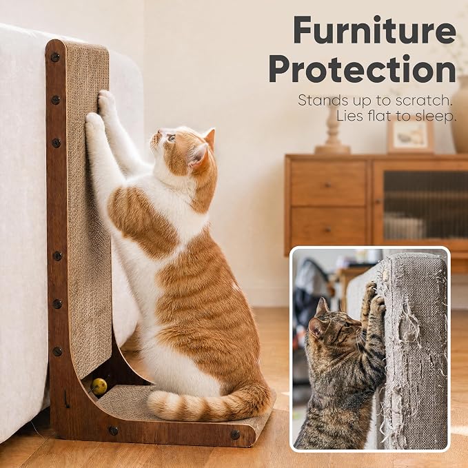 FUKUMARU Cat Scratcher 2 Packs, 25 Inch Cat Scratching Boards, L Shaped Pad - Image 8