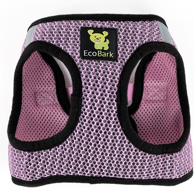 EcoBark Step in Dog Harness - Eco-Friendly Dog Harnesses for Small and Medium Breed Dogs - Reflective and Adjustable Body Halter Vest - Soft Mesh Toy Breed Harness (Lilac Pink, XL)