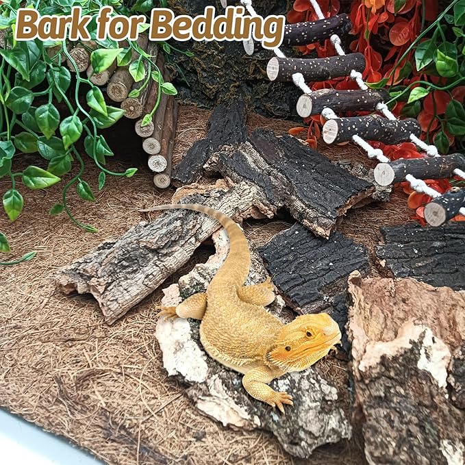 BNOSDM Reptile Cork Bark Substrate 1.5LB Lizard Bedding for Habitat Natural Flat Cork Wood Bulk Terrarium Reusable Bark Pieces for Chameleon, Ball Python, Crested Gecko, Spider, Tortoise, Tree Frog