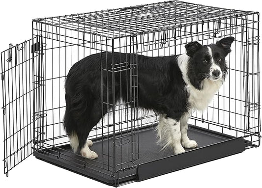 MidWest Homes for Pets Intermediate Ovation Double Door 36-inch Folding Metal Dog Crate, Front and Up & Away Side Doors, Space-Saving Design