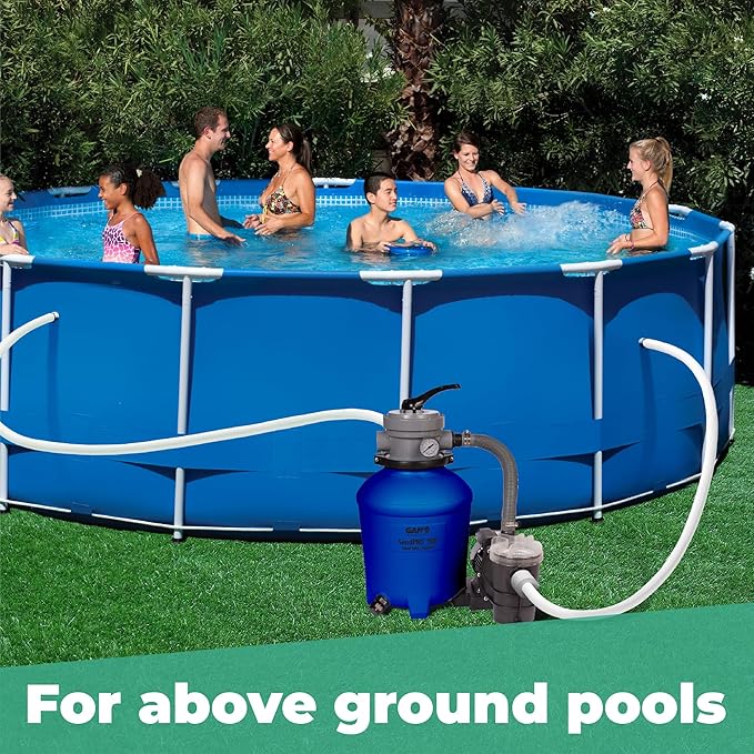 Game SandPRO Sand Filter Pump for Above Ground Pool - 50D Series, 0.5HP, 40 GPM Flow Rate, Compatible with Intex & Bestway, 24"x18", Blue