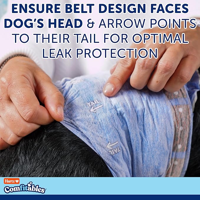 Hartz Comfitables Disposable Male Dog Wraps with Stretchy Waistband, Large 24 Count