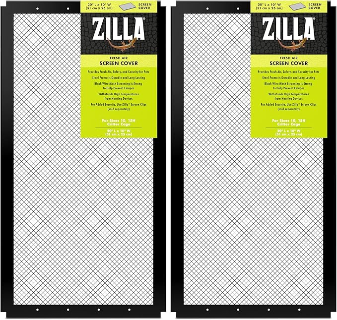 Zilla Reptile Terrarium Covers Fresh Air Screen, 20x10-inch (Pack of 2)