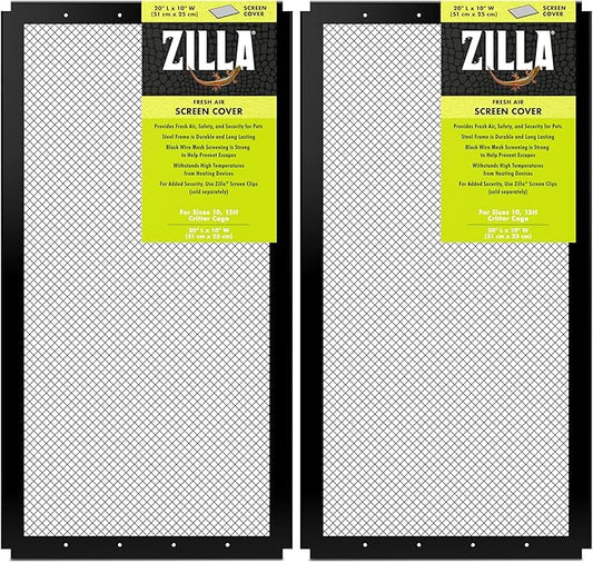 Zilla Reptile Terrarium Covers Fresh Air Screen, 20x10-inch (Pack of 2)