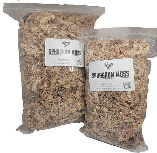 New Zealand Long Fiber Sphagnum Moss | 1Q & 1G | Low Dust | Humid Enclosures | Jumping Spiders | Isopods And Springtails | The Critters Cave (2 Qt (40 grams))