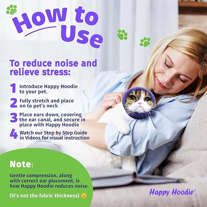 Happy Hoodie The Original Dog & Cat Calming Band - American Brand - Anxiety Relief/Noise Protection-Grooming-Thunder-Fireworks (Large, Pink) - Since 2008