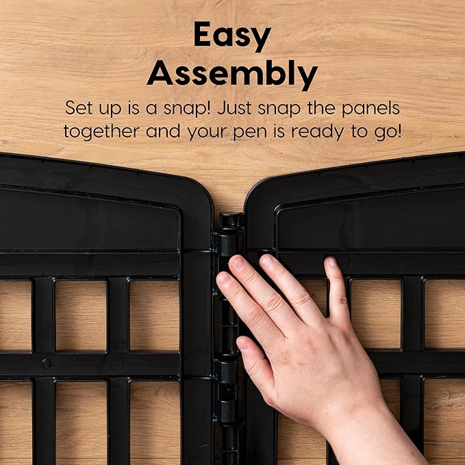 IRIS USA 24" 2-Panel Add-On Panels, Pet Dog Puppy Playpen, Foldable, Customizable, Black