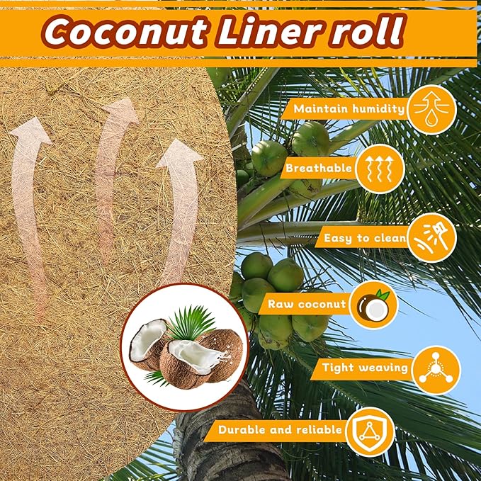 Hamiledyi 78.7x11.8in Reptile Carpet Coconut Fiber Substrate Large Snake Bedding Coco Liner Roll Mat for Bearded Dragon Tortoise Lizard Habitat Pad Garden Decoration