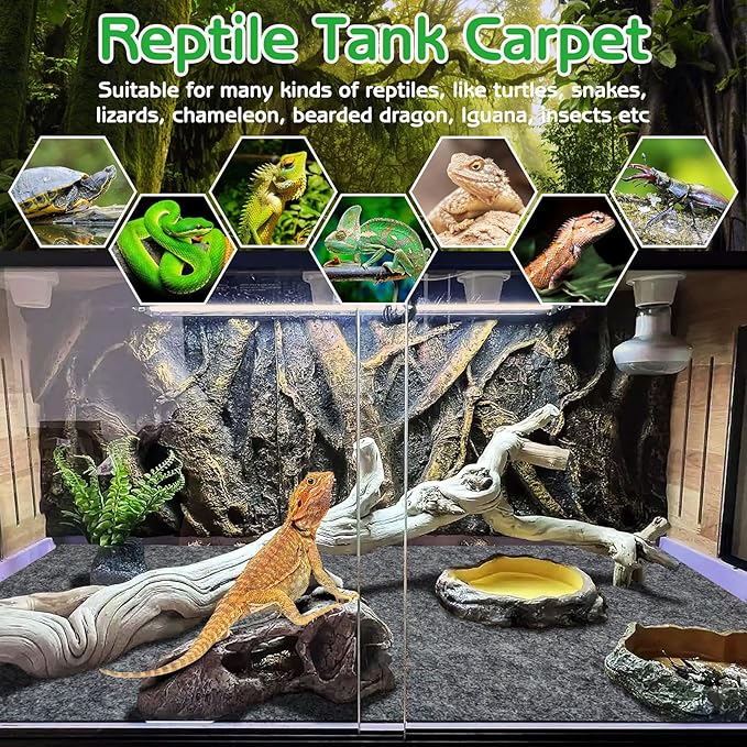 Tfwadmx Reptile Carpet, 4 Pack of Bearded Dragon Mat Terrarium Bedding Substrate Liner Reptile Mat for Snake Turtle Lizard Geckos Hermit Crabs (20'' X 12'')