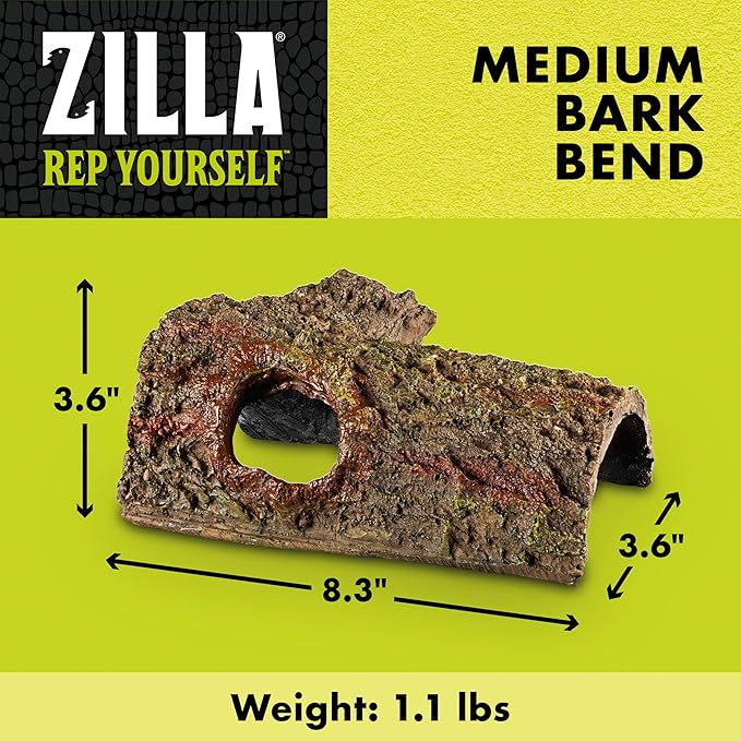 Zilla Pet Reptile Bark Bends Terrarium Decor, Medium,Brown