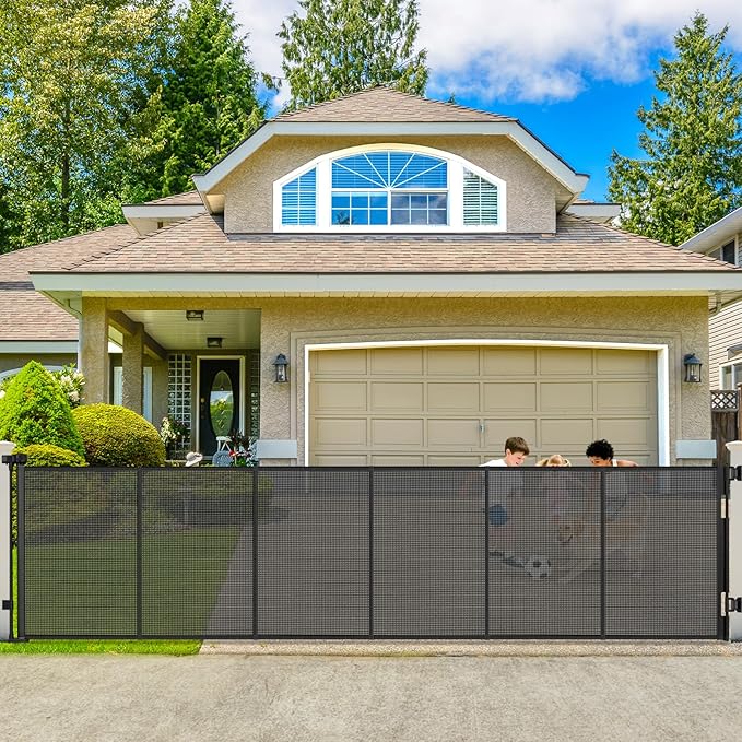 250" Reinforced Extra Wide Baby Gate Retractable Dog Gate, 21ft Extra Long Baby Gate Retractable Gates for Dogs, 48" Extra Tall Pet Gate Retractable Fence Outdoor Gate for Deck/Garage/Patio, Black