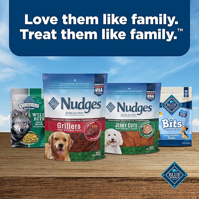 Blue Buffalo Nudges Grillers Natural Dog Treats with Real USA Beef, Made in the USA, Steak, 36-oz Bag (Pack of 3)