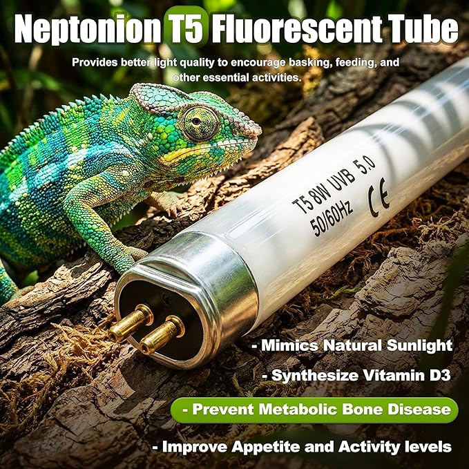 T5 HO UVB 5.0 Reptile Replacement Tube, 4W 6 in Linear Fluorescent Lamp, for Rainforest Reptiles