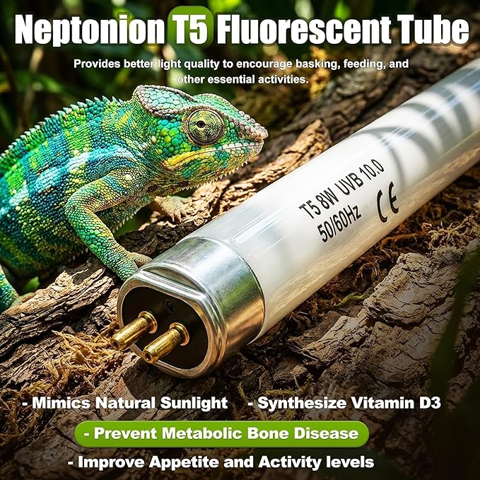 T5 HO UVB 10.0 Reptile Replacement Tube, 8W 12 in Linear Fluorescent Lamp, for Tropical Reptiles