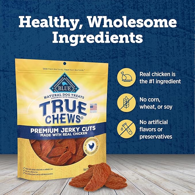 Blue Buffalo True Chews Premium Jerky Cuts Natural Dog Treats, Chicken, 22 oz bag