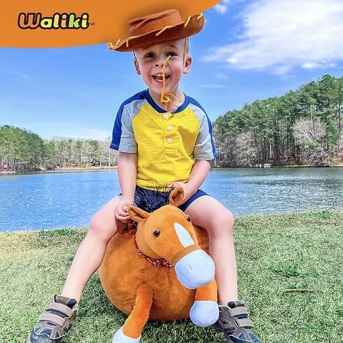 WALIKI Horse Hopper Ball | 20-Inch Deluxe Inflatable Cowboy Rodeo Jumping Ball with Handles | Sit & Bounce Ride-On Toy for Kids Ages 6, 7, 8, and 9 | Fun Indoor/Outdoor Play