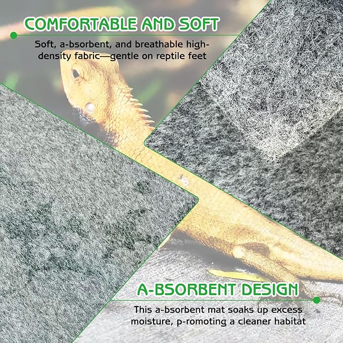 Tfwadmx Reptile Carpet, 2 Pack of Bearded Dragon Mat Terrarium Bedding Substrate Liner Reptile Mat for Snake Turtle Lizard Geckos Hermit Crabs (39'' X 20'')