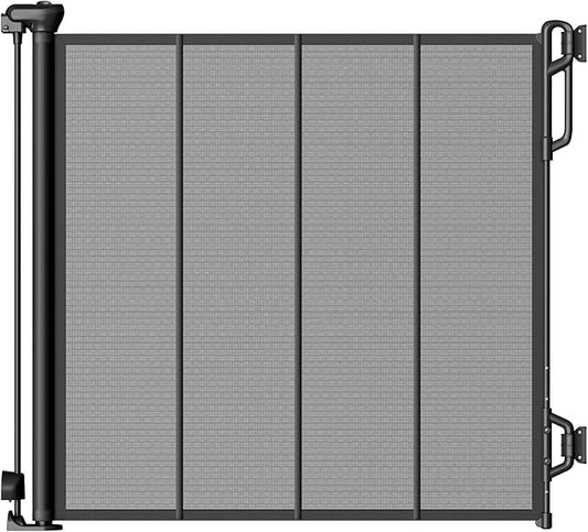 SPACEANY Reinforced Retractable Baby Gate or Mesh Dog Gate,Easy to Use for Stairs, Doorways, Hallways, Indoor, Outdoor, Wide Pet Gate 33.5" Tall, Extends to 55" Wide,Black