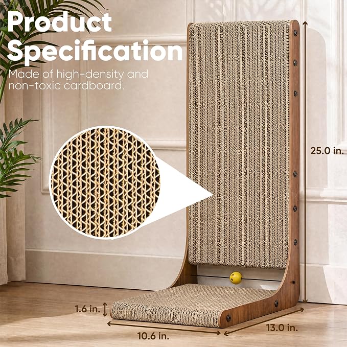 FUKUMARU Cat Scratcher 2 Packs, 25 Inch Cat Scratching Boards, L Shaped Pad - Image 5