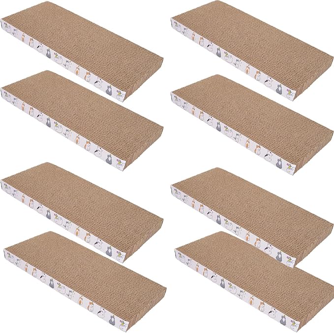 8 Packs cat Scratch pad Toys Reversible cat Scratching Post Cardboard cat scratchers for Indoor Cats Sleep Play and Grind Claws by Engelalike
