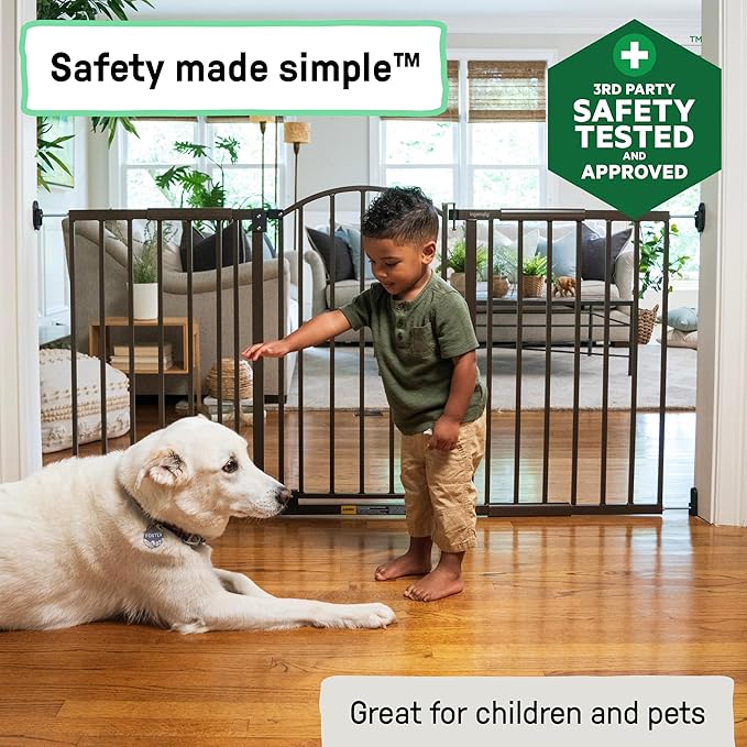 Ingenuity Decorative Extra Wide Baby Gate & Dog Gate, 44"-72" Wide, 36" Tall, Hardware Mounted, Install in Hallways, Bottom of Stairs, or Large Openings - Bronze