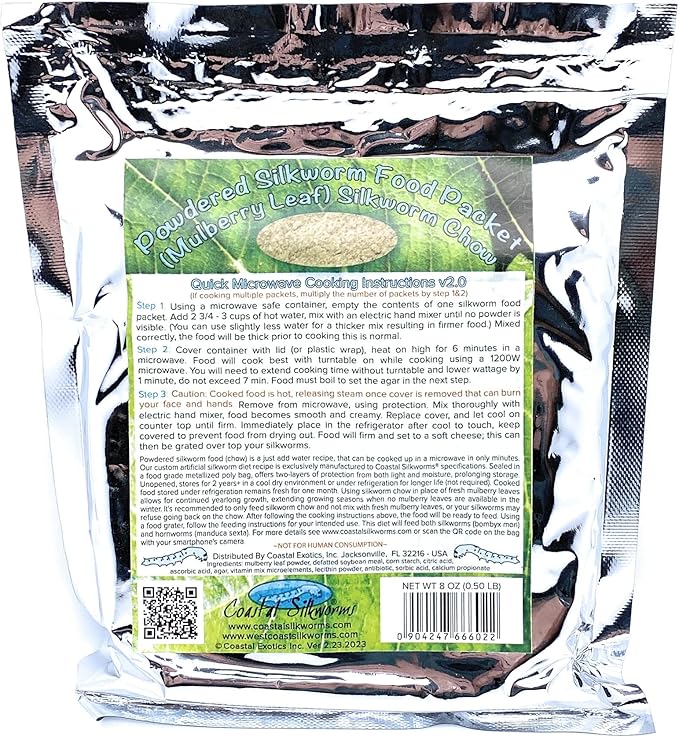 1/2 LB Powdered Silkworm Hornworm Food (Mulberry Leaf Diet Food) Silkworm Chow