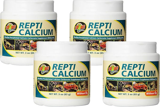 Zoo Med Calcium Without Vitamin D3 Reptile Food, 3-Ounce (4 Pack)