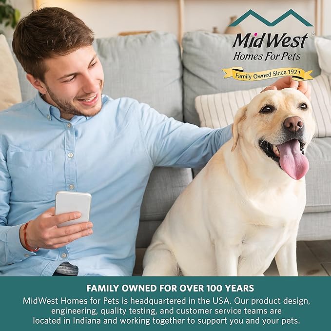 Midwest Homes for Pets 48-Inch New World Crate for Extra-Large Breeds, 90-110 lbs, Double Door Folding Dog Crate, Leak-Proof Tray & Secure Latches, Portable, Durable & Easy to Assemble