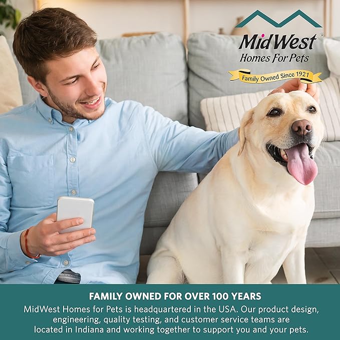 Midwest Homes for Pets 36-Inch New World Crate for Medium-Large Breeds, 41-70 lbs, Single Door Folding Dog Crate, Leak-Proof Tray & Secure Latch, Portable, Durable & Easy to Assemble