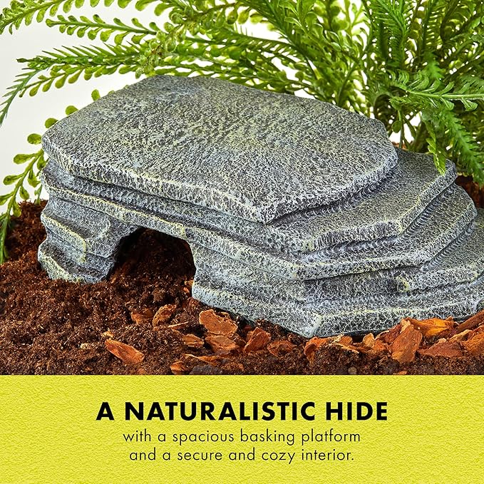 Zilla Herp Hotel, Naturalistic Hide and Basking-Platform for Leopard Geckos, Bearded Dragons, Anoles, Medium
