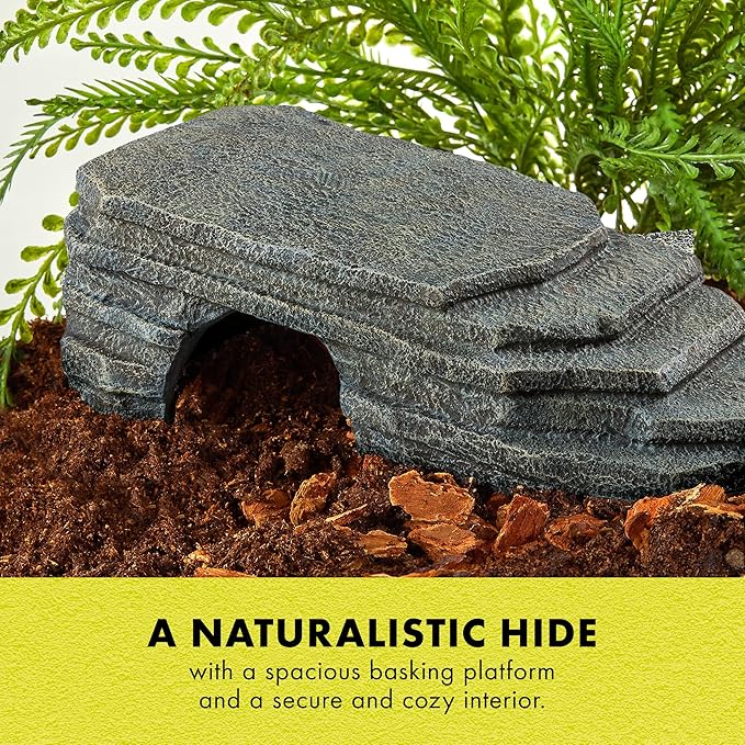 Zilla Herp Hotel, Naturalistic Hide and Basking-Platform for Leopard Geckos, Bearded Dragons, Anoles, Large