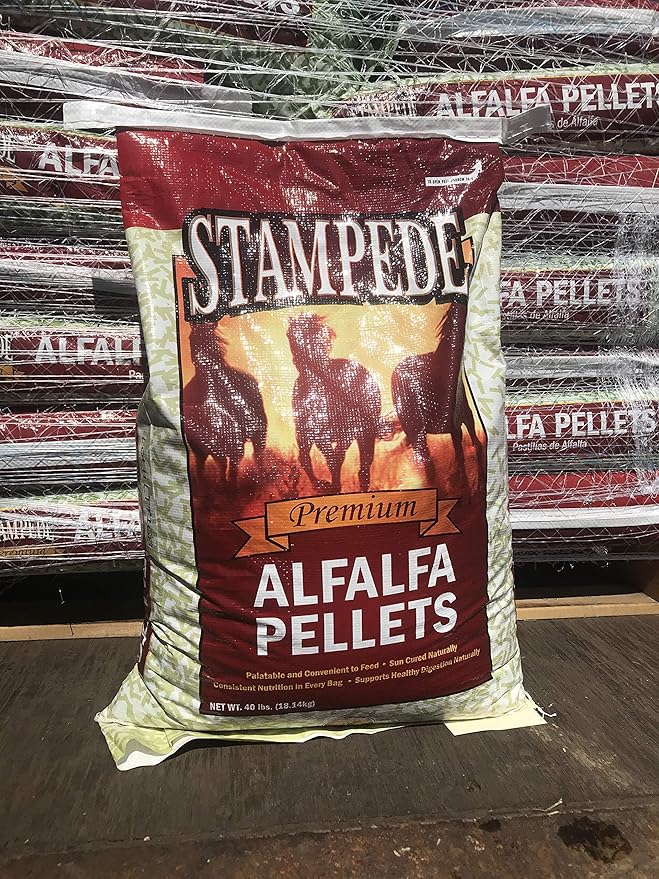Stampede Alfalfa Pellets, Non-GMO - Perfect for Rabbits, Goats, Equine, and More! (40 lb)